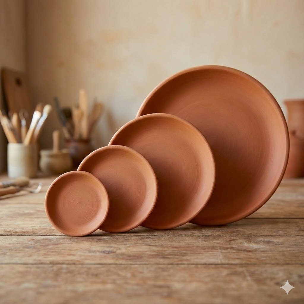 piatto tondo liscio terracotta Varie misure