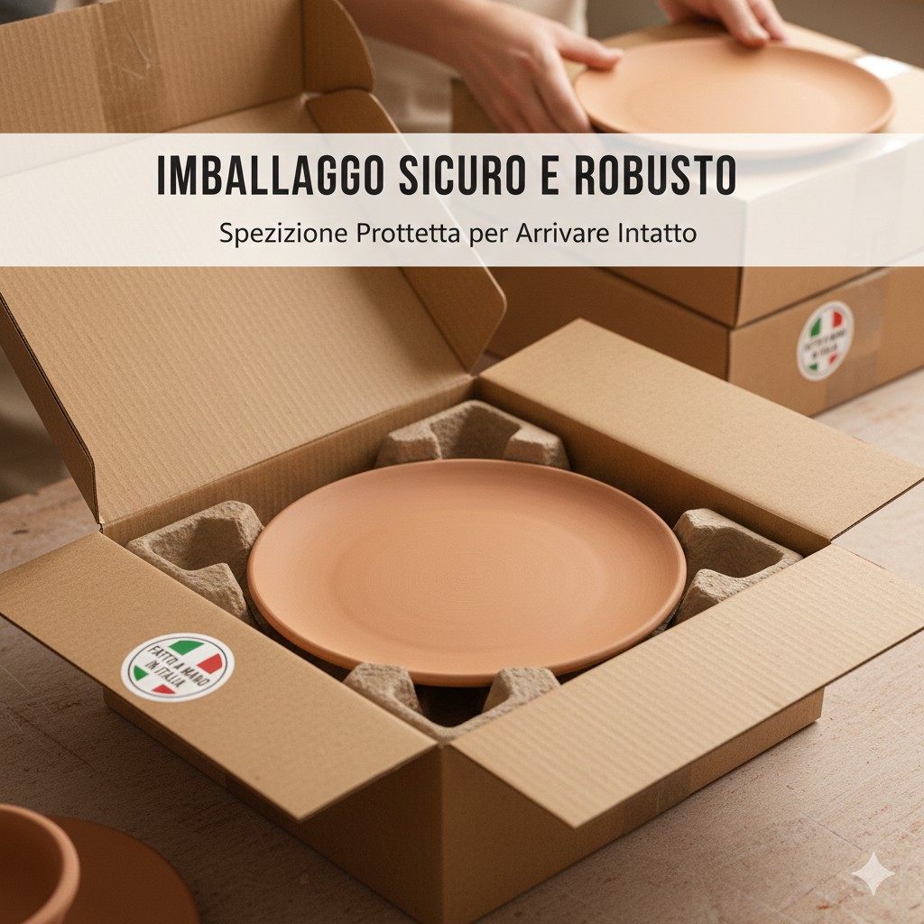 piatto tondo liscio terracotta Varie misure_imballo sicuro