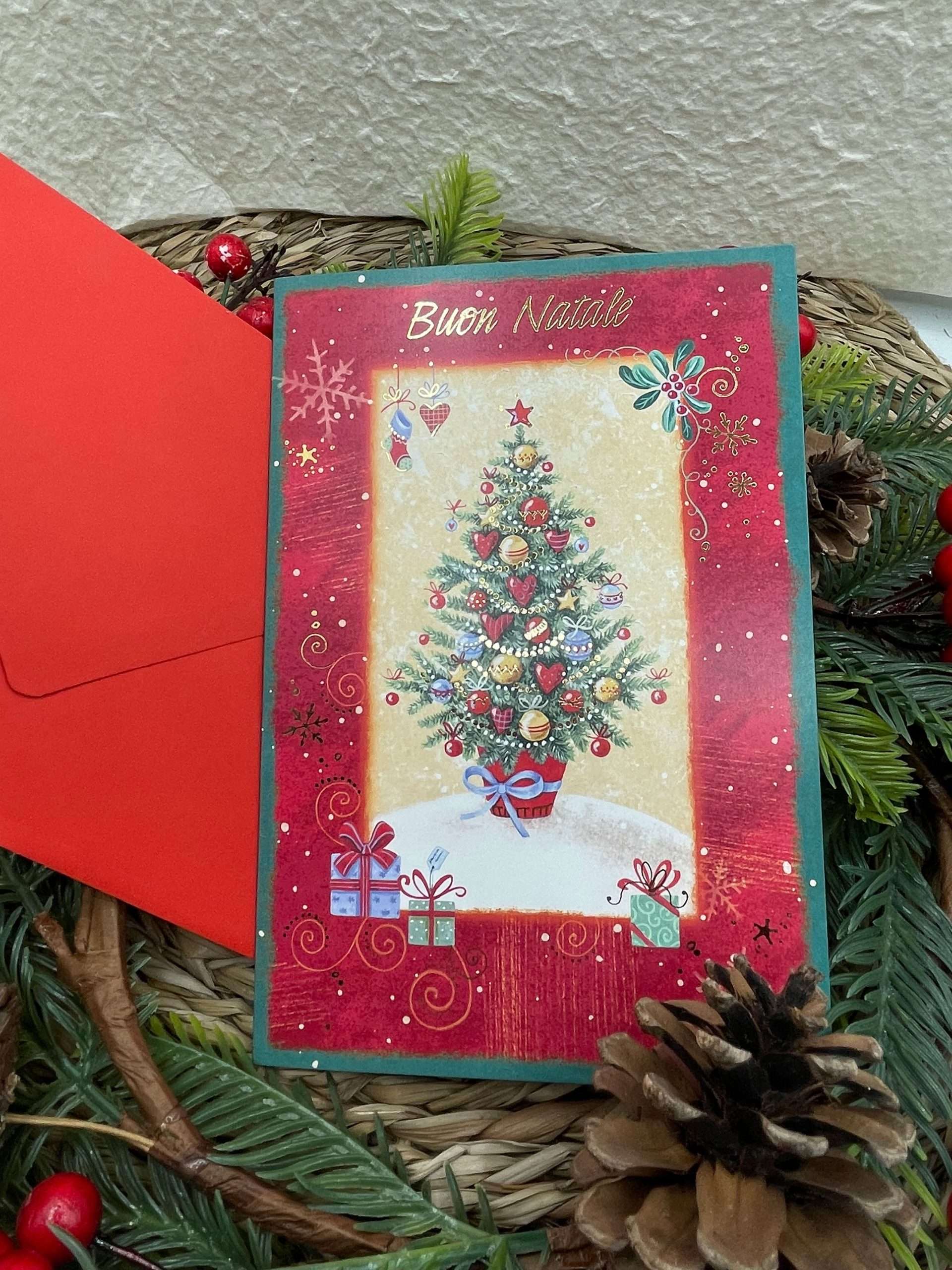 Biglietto Di Auguri Di Natale Second Ave: Design Con Orsetto E Cuore, Stampato Su Carta Di Lino 350g, Con Busta - Ideale Per Scrivere Un Messaggio Speciale!