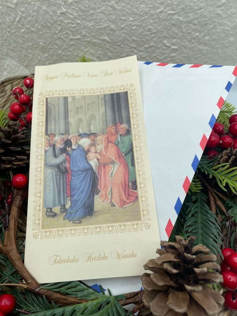Biglietto Di Auguri Per Natale E Capodanno Con Angelo D'Oro E Albero Illustrazione Vettoriale