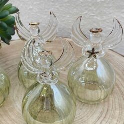 Angelo in Vetro Verde 3 Sogg - Decorazioni di Natale