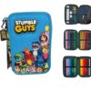 Astuccio 3 Zip Stumble Guys Tinta Unita Azzurro
