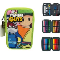 Astuccio 3 Zip Stumble Guys Tinta Unita Lime