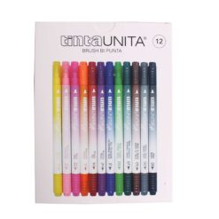 Confezione 12 Pennarelli Brush Bi-Punta Tinta Unita