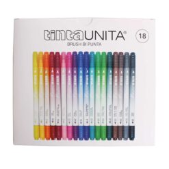Confezione 18 Pennarelli Brush Bi-Punta Tinta Unita