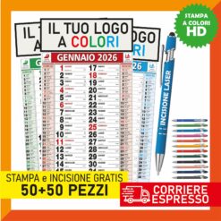 Promo Kit 50 Calendari Olandesi 2026 + 50 Penne Incisione al Laser