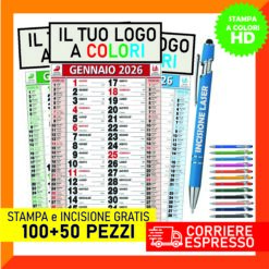 Promo Kit 100 Calendari Olandesi 2026 + 50 Penne Incisione al Laser