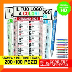 Promo Kit 200 Calendari Olandesi 2026 + 100 Penne Incisione al Laser