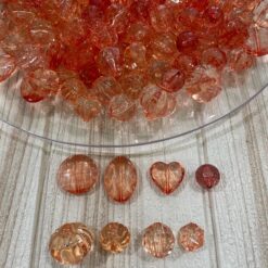 Mix di Perle Trasparenti Sfaccettate – Toni Corallo, Pesca e Albicocca