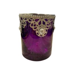 Portacandela Vetro Viola con Strass - Articolo da Regalo, Home Design