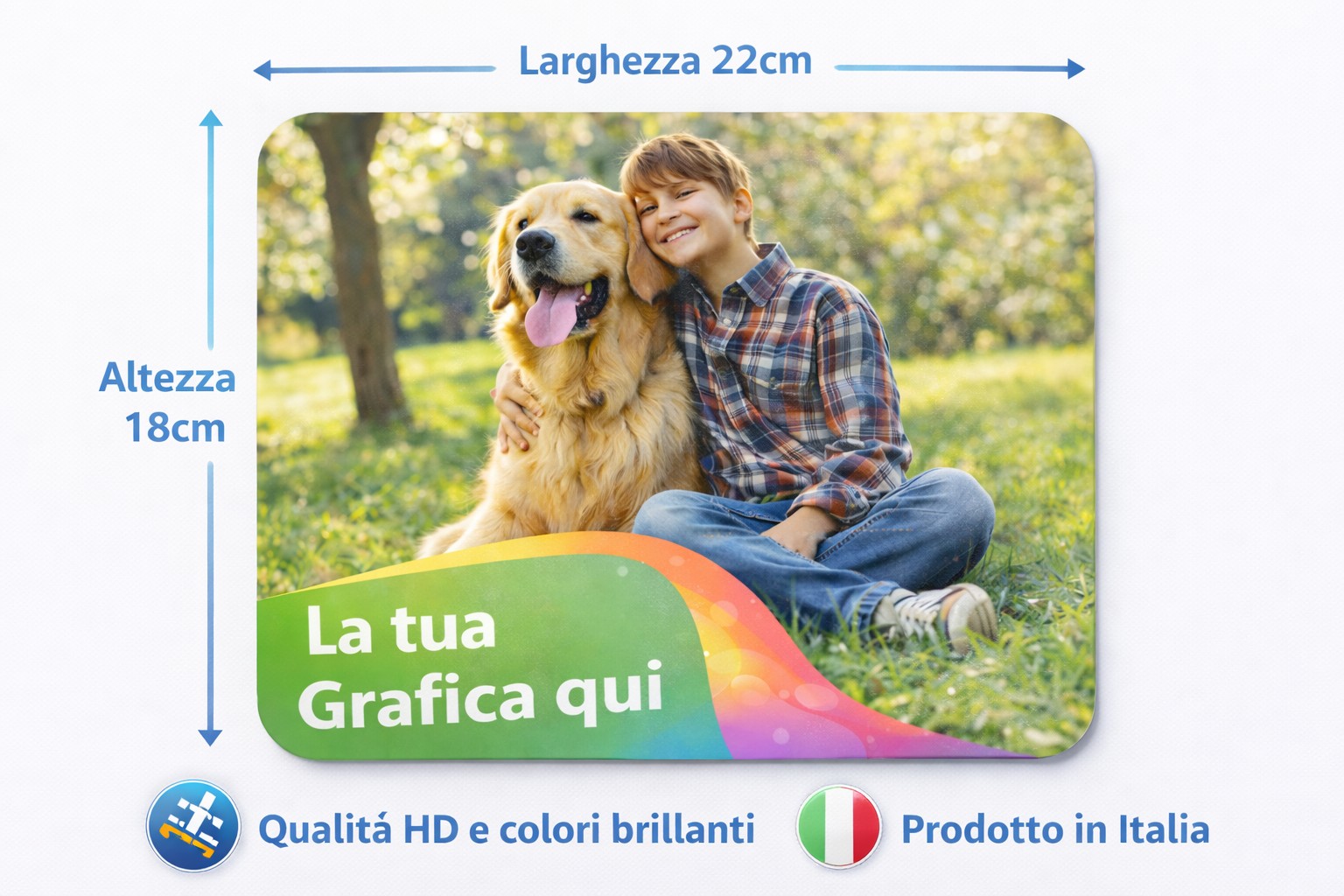 Tappetino Mouse personalizzato personalizzabile con foto logo 18 x 22 centimetri