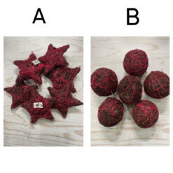 Stock 6pz Stelle e Palline Decorative in Rattan