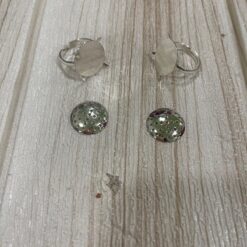 Stock 8 pz Confezione Base anello regolabile con piastra tonda – color argento