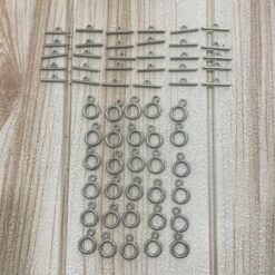 Stock 15 pz Set Chiusura a Barra con Anelli – Colore Argento