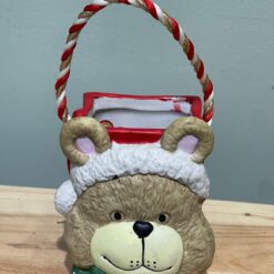 Cestino decorativo natalizio a forma di orsetto