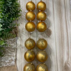 Stock 12 pz Pallina Oro in Vetro  - Decorazioni di Natale