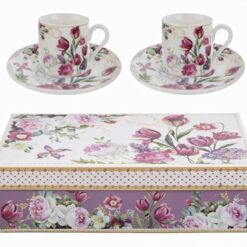 Bomboniera Matrimonio Set di Due Tazzine con Piattini in Porcellana – Linea Bouquet di Charme, Le Stelle