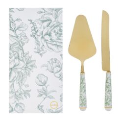 Bomboniera Matrimonio Set Taglia Torta 2 Pezzi con Decoro Verde – Le Stelle