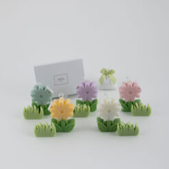 Bomboniera Comunione Compleanno Matrimonio Candela Margherita in Cera con Erbetta h 11 - Margot