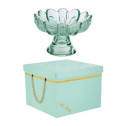 Bomboniera Matrimonio Comunione Alzatina Fiore in Vetro Menta – Le Stelle