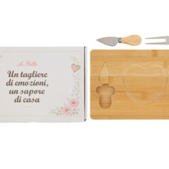 Bomboniera Matrimonio Set Tagliere in Legno con Posate per Formaggio – Le Stelle