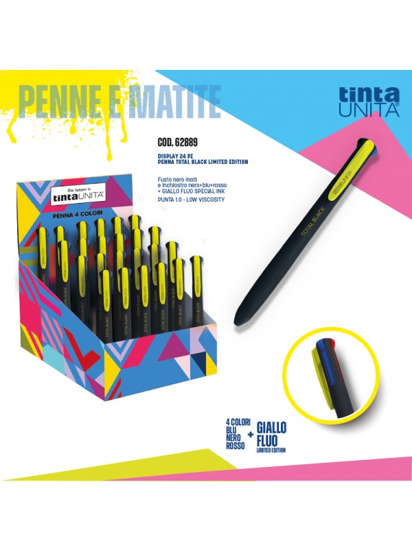 Penna-4-Colori-TintaUnita-Total-Black-1-0mm-Inchiostro-Giallo-Fluo-Ed-Lim-