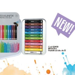 Set 12 Pastelli ad Olio in Scatola di Metallo Tinta Unita