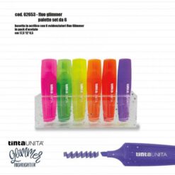 Set 6 Evidenziatori Fluo Glimmer Tinta Unita