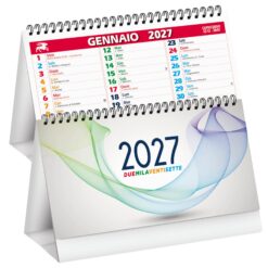 Calendario da Tavolo 2027 - Modello Multicolor Neutro - 13 Fogli con Spirale Metallica
