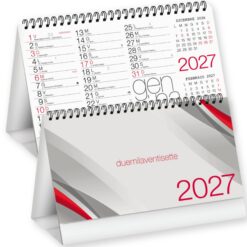 Calendario da Tavolo 2027 - Modello Elegant Rosso Neutro - 13 Fogli con Spirale Metallica
