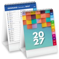 Calendario da Tavolo 2027 - Modello Slim Multicolor - 13 Fogli con Spirale Metallica